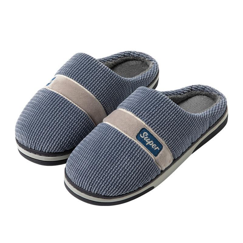 Große Herrenhausschuhe für Winter Zuhause und Innenbereich Rutschfest, Leise Warm und Bequem mit Baumwollhausschuhen für Winter