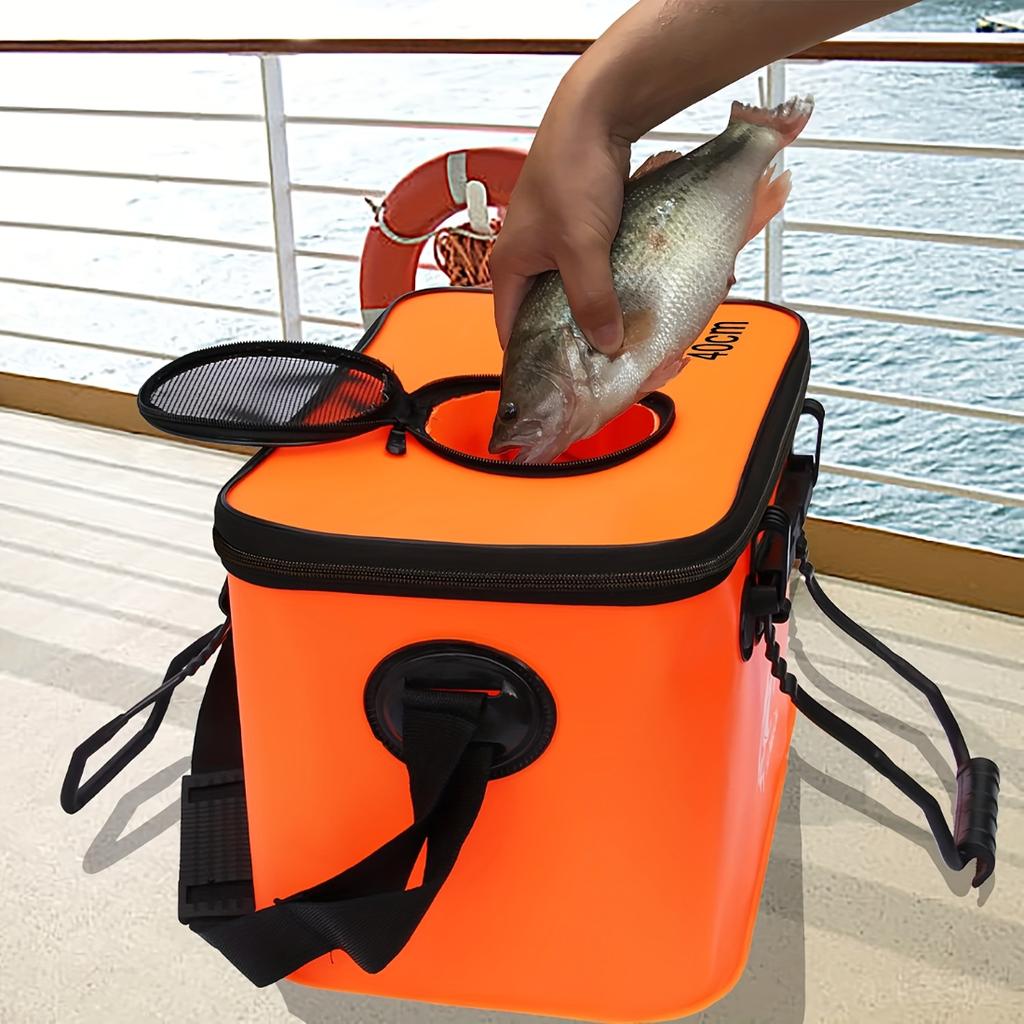 Secchio da Pesca Pieghevole in EVA, Contenitore Multifunzionale Portatile per Pesci Vivi per la Pesca all'Aperto, Regalo di Festa Perfetto per Uomini a San Valentino