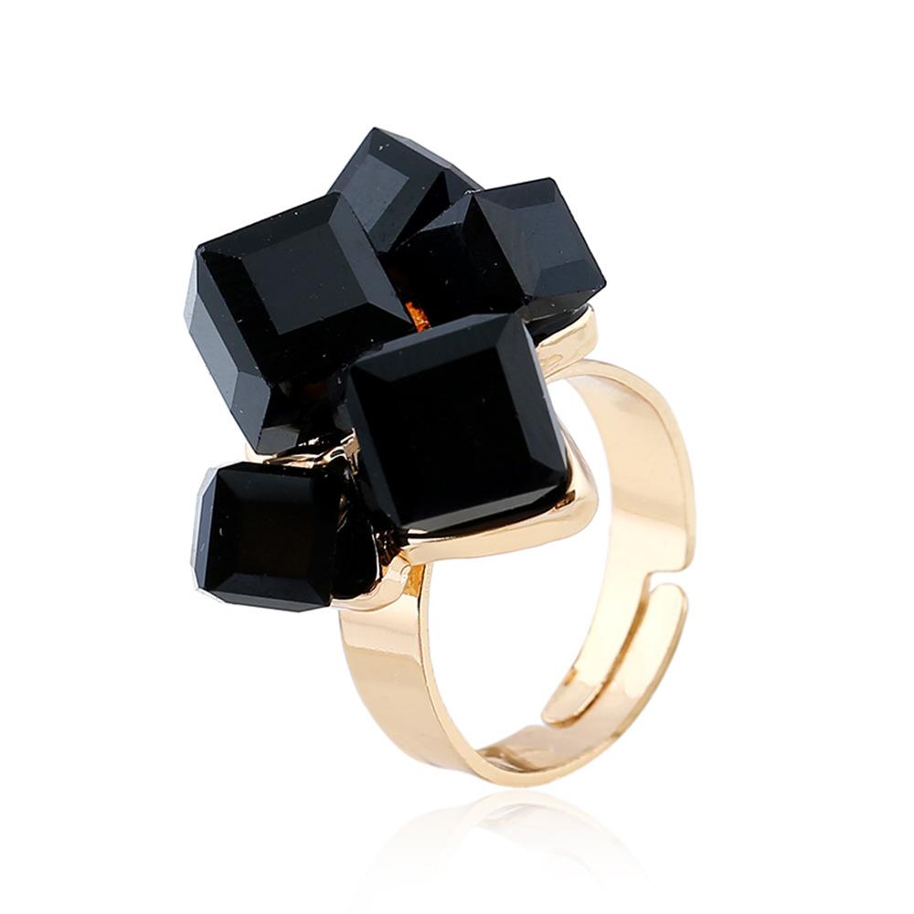 Kristall offener Ring geometrische Legierung Fingerring Schmuck