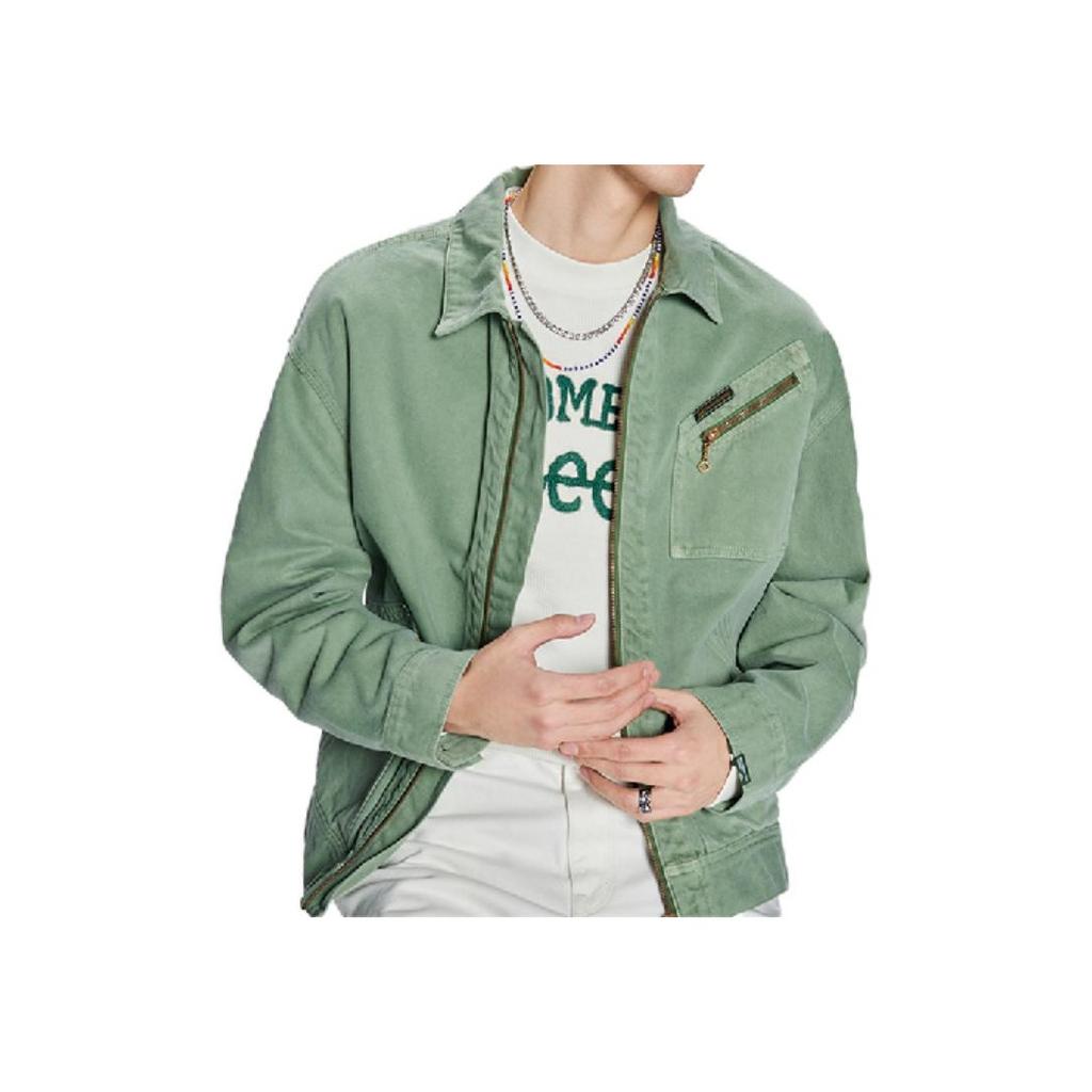 Lee X Randomevent Collaboration Back Spliced Knitted Patch Jacket Unisex Jacket Green LUT005300201690A03715