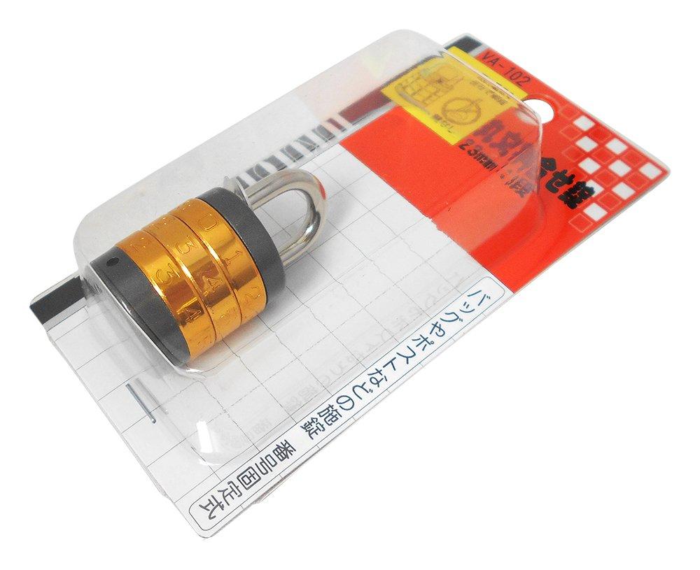 Waki Sangyo combination lock with rounded 23mm VA-102 3-row lettering,