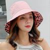 Women Foldable Leopard Printed Bucket Hat Summer Cotton Sun Hats