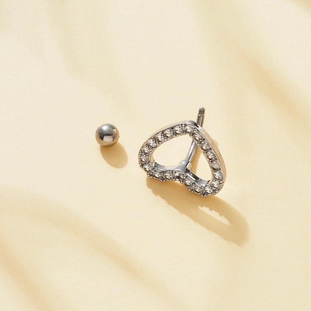 Stainless Steel Heart Belly Button Ring Sparkling Navel Ring Fashion Navel Barbell Jewelry  Women