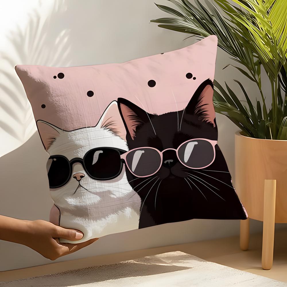 Cute Cartoon Plush Cat 4 Pillow Case Linen Cushion Covers For Decorative Sofa Home Pillows Case Car Chair Pillows Cases
