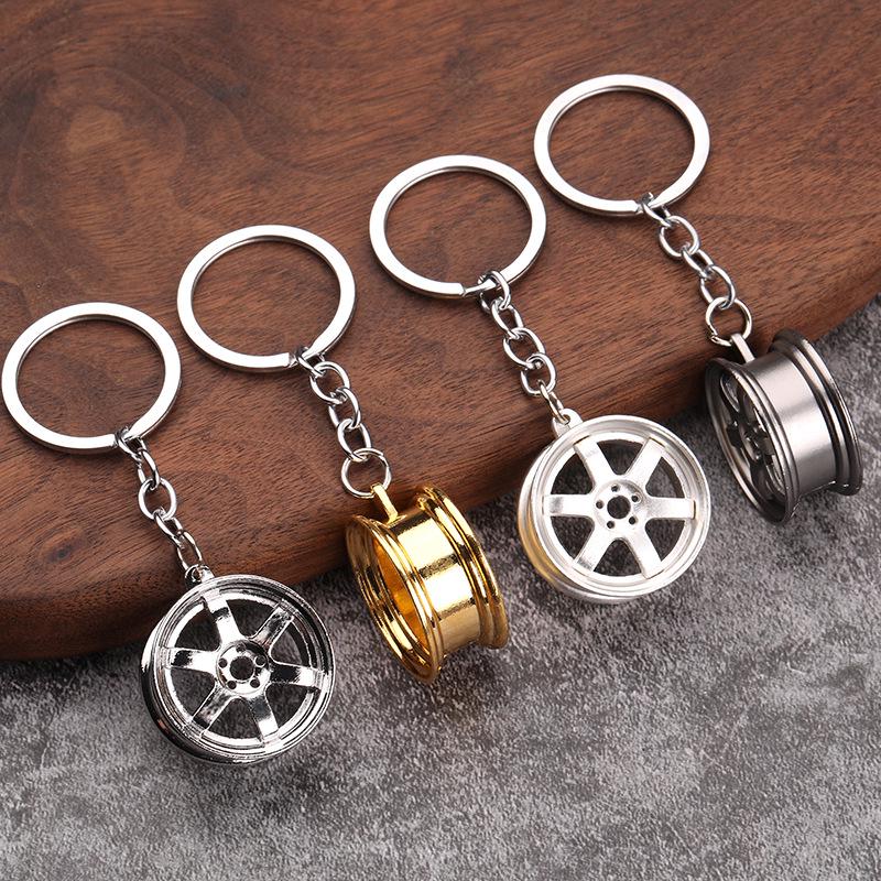 3D Car Wheel Hub Metal Keychain & Pendant