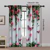 Elegant butterfly and pink rose - printed curtains, suitable for bedroom living room home decoration