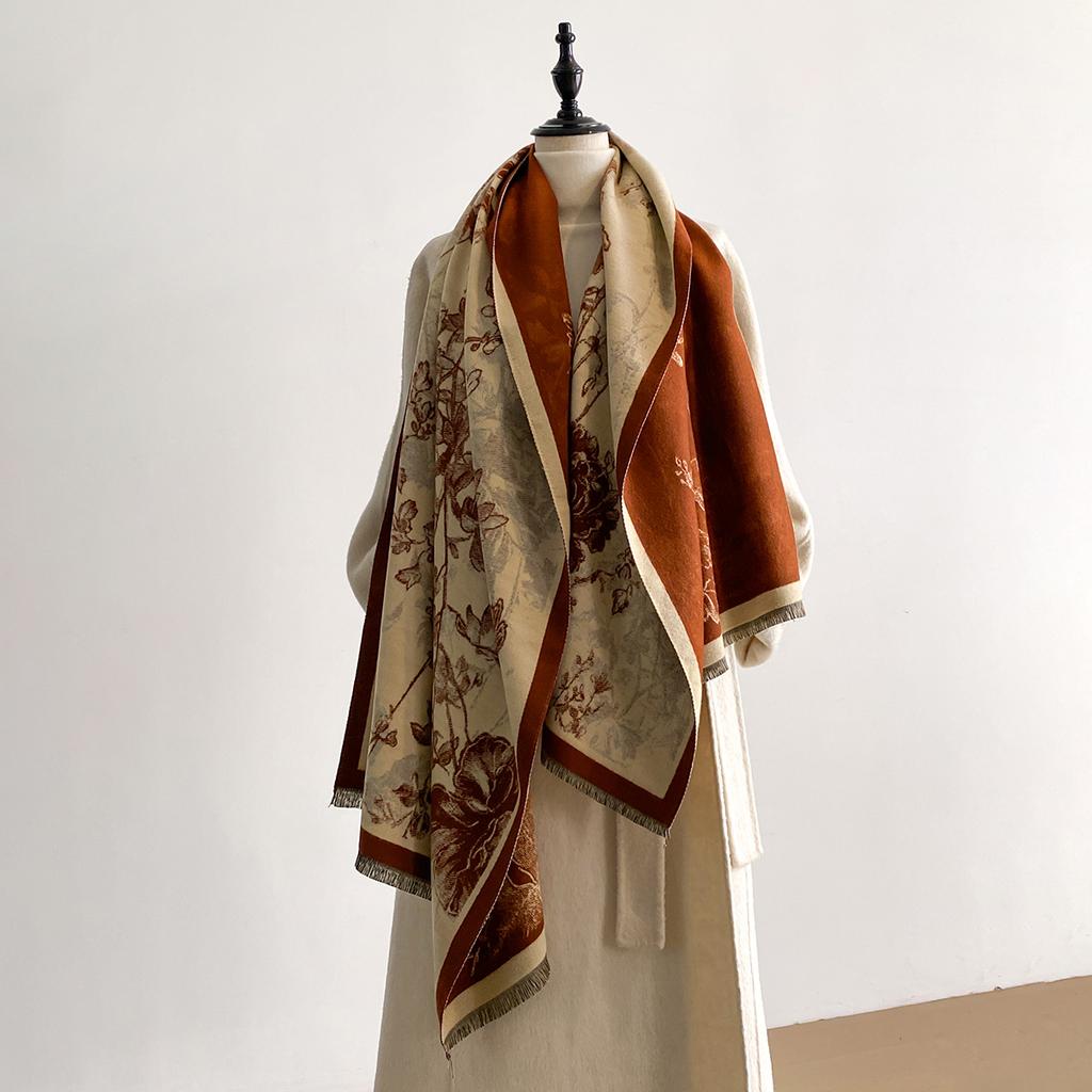 New Luxury Design Winter Two-Sided Cashmere Jacquard Scarves High Quality Women Thicken Wrap Shawl Ladies Brand Pashmina Scarf