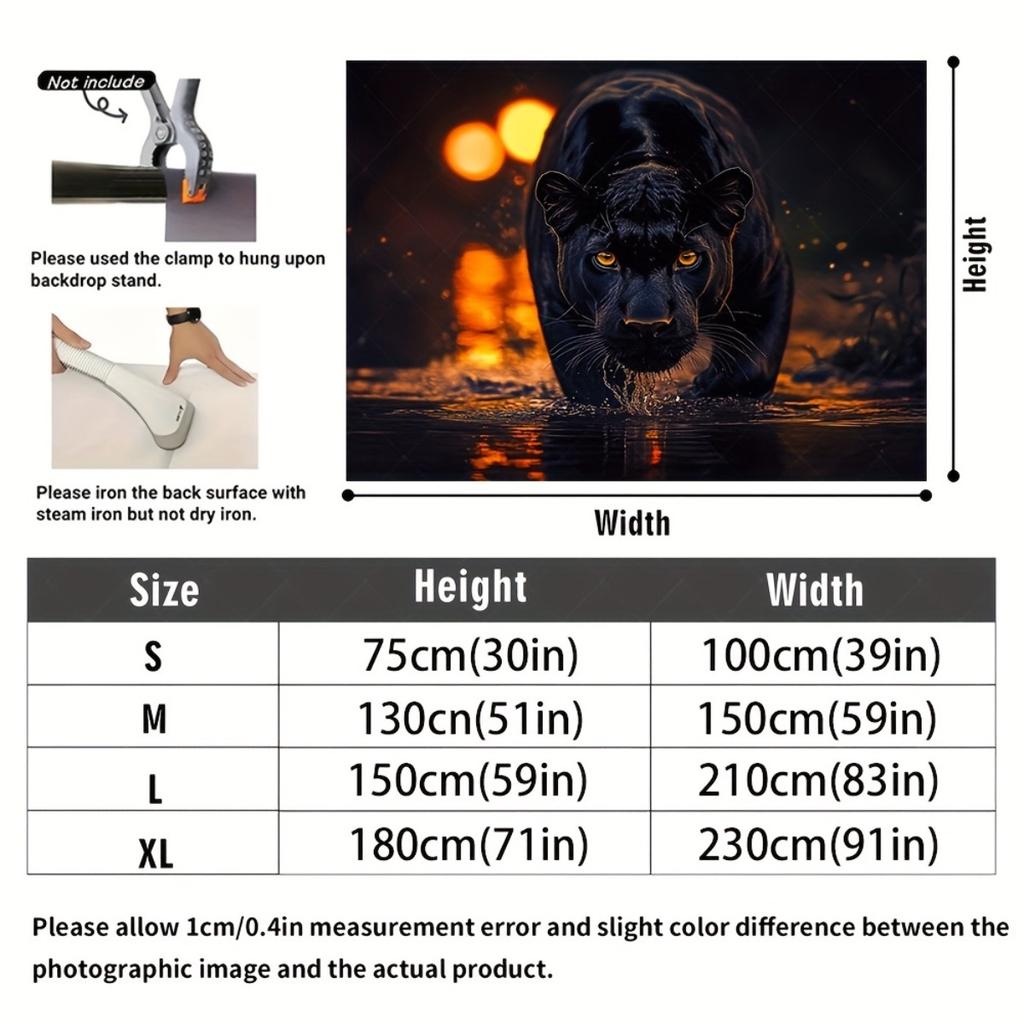 2D Flat Surface 1-piece Display Shows the Background of the Black Panther Walking In Water Suitable for Living Room