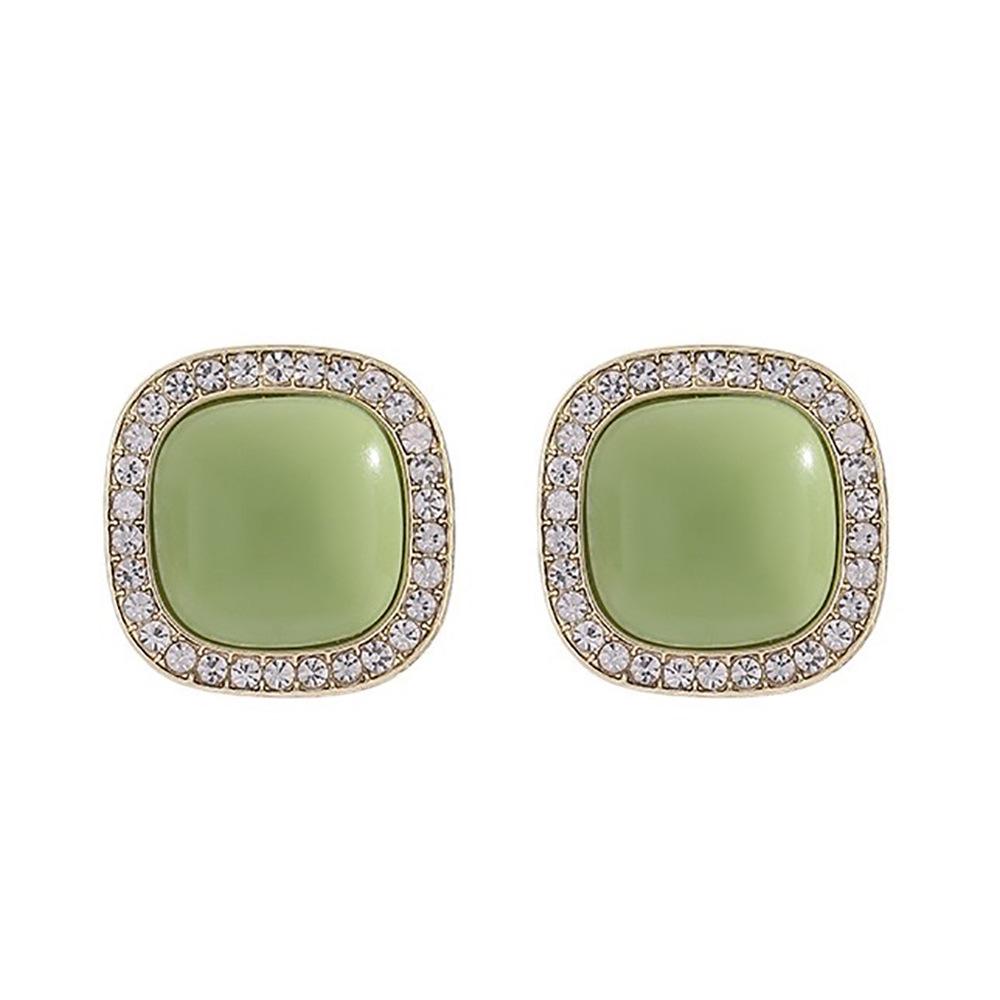 Korean Rhinestone Geometric Square Ear Clips - No Piercing Required, Luxurious & Versatile Simple Earrings