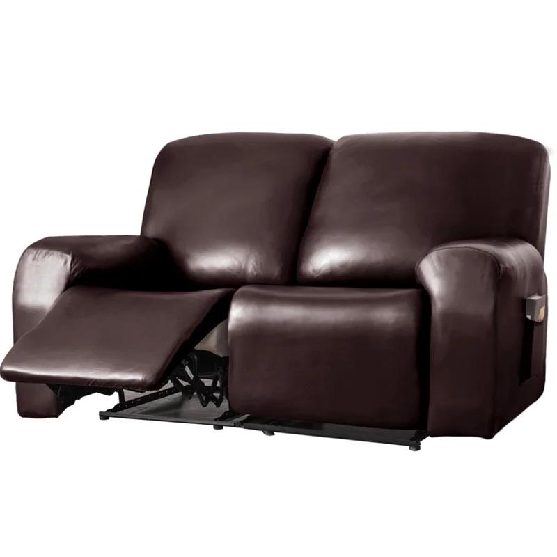 1/2 Seat Waterproof Recliner Armchair Cover Pu Leather Recliner Cover Elastic Relax Single Sofa Slipcovers For Living Room Decor