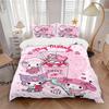 3pcs Love Sweet My Melody Bedding Set - Includes Quilt Cover and Pillowcases, Suitable for All Seasons, Machine Washable - Ideal Gift for Fa