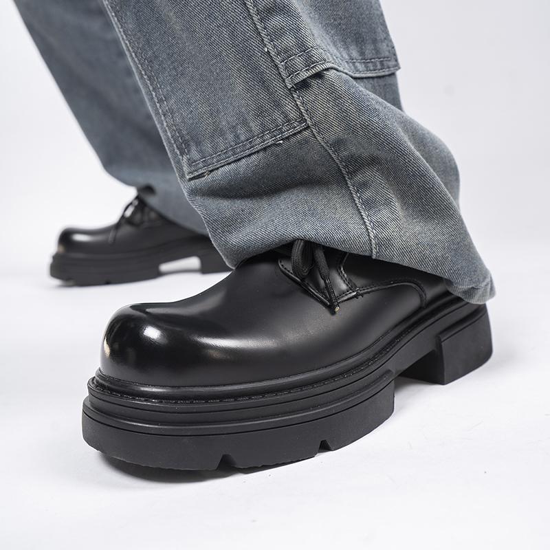 Men's casual derby leather shoes Designer's minimalist style Office or Business Outdoor Black autumn and winter shoes dress