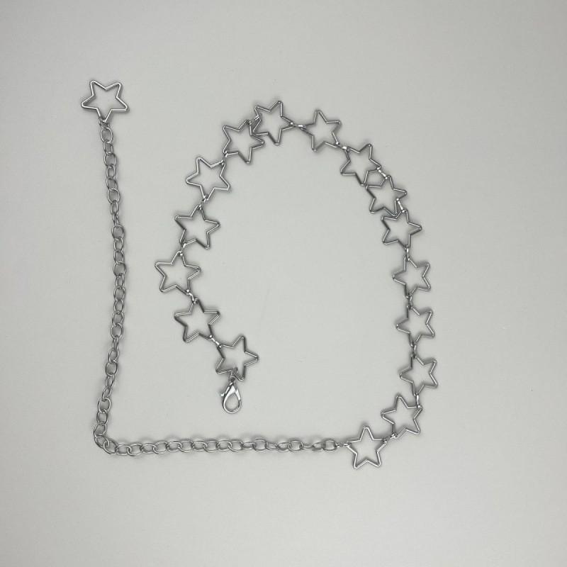 

Шикарный ретро пояс-цепочка с эластичной талией и бантом для женщин, с гладкой металлической пряжкой Silver Star