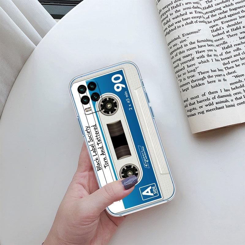 Vintage Boombox Tape Transparent Phone Case for Motorola Moto G7 G8 G9 G84 G85 G73 G24 G15 Z2 Play Power Plus