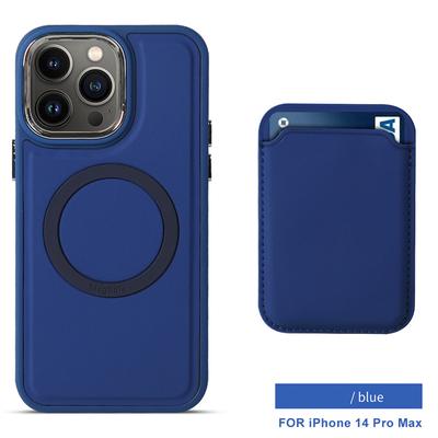Electroplated Magnetic Card Holder Silicone Phone Case For iPhone 14 Plus 13 Pro Max 12 11 For Magsafe Wireless Charging Back Cover with Wallet Cases