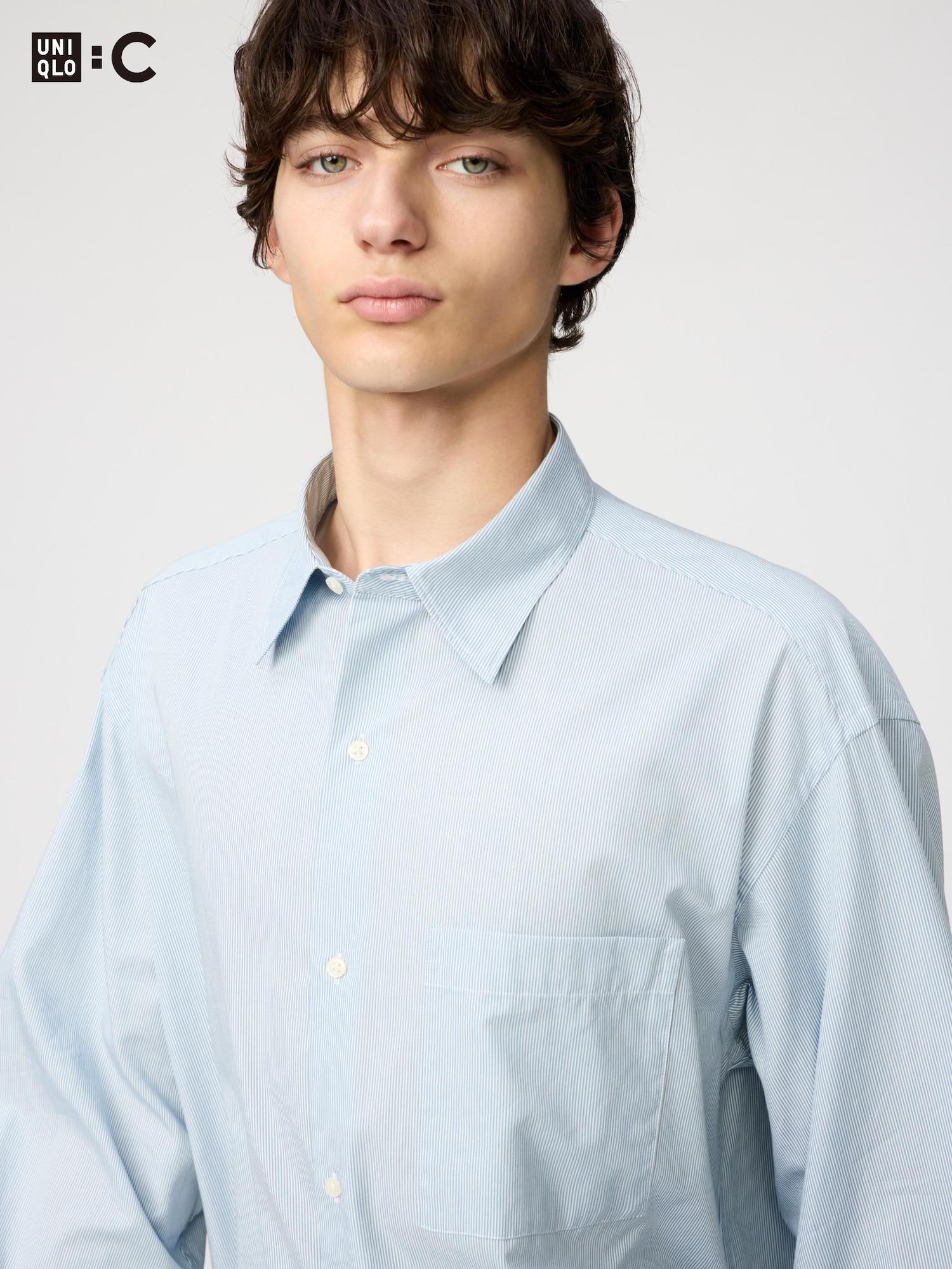 

Uniqlo Broadcloth Oversized Shirt Border B 65 BLUE/UNISEX 4XL