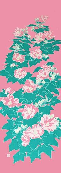 

Someno Anbo Tenugui Flower Opera Authentic Dyed Cotton Tokuoka Made in Japan 35cm x 100cm Hibiscus Pink 100%