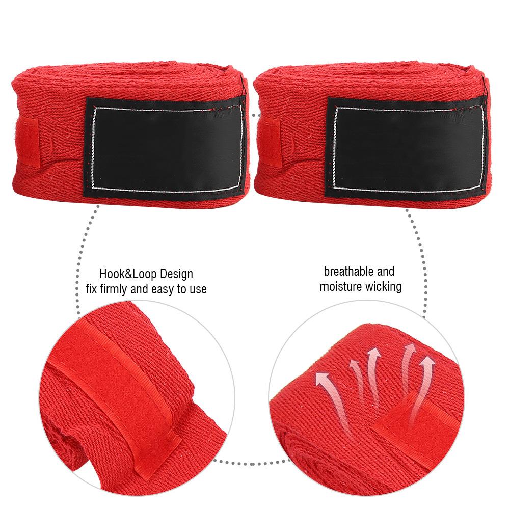 2PCS 5M Cotton Lengthened Boxing Hand Wraps Handwraps Bandages for Training (Red)