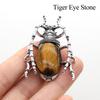 1Pc, Natural Stone Shell Beetle Pendant Brooch, Aura Healing Crystal Quartz Jade Gems Charms Brooch Pin for Jewelry Making DIY Halloween Crafts Gifts