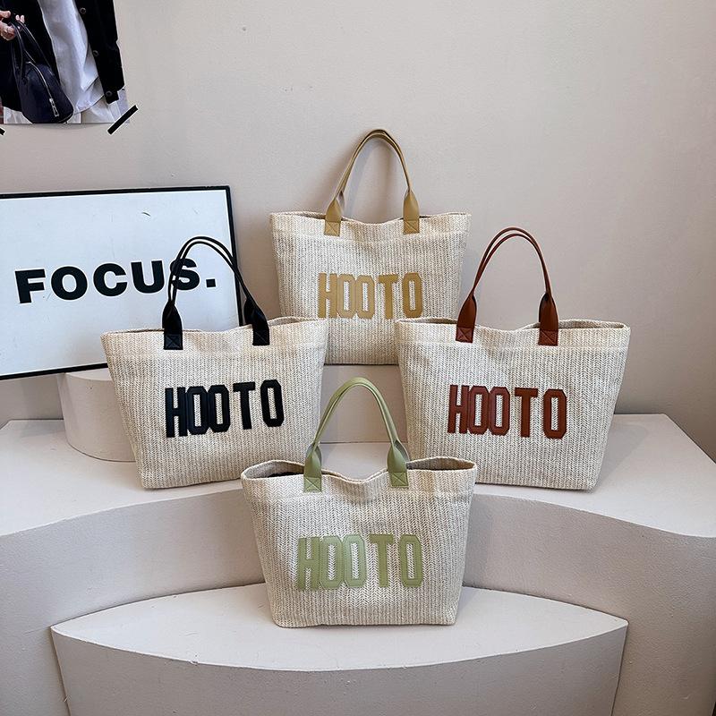 Simple Casual Letter Large Capacity Fashion Handbag Summer New Woven Shoulder Underarm Tote Bag