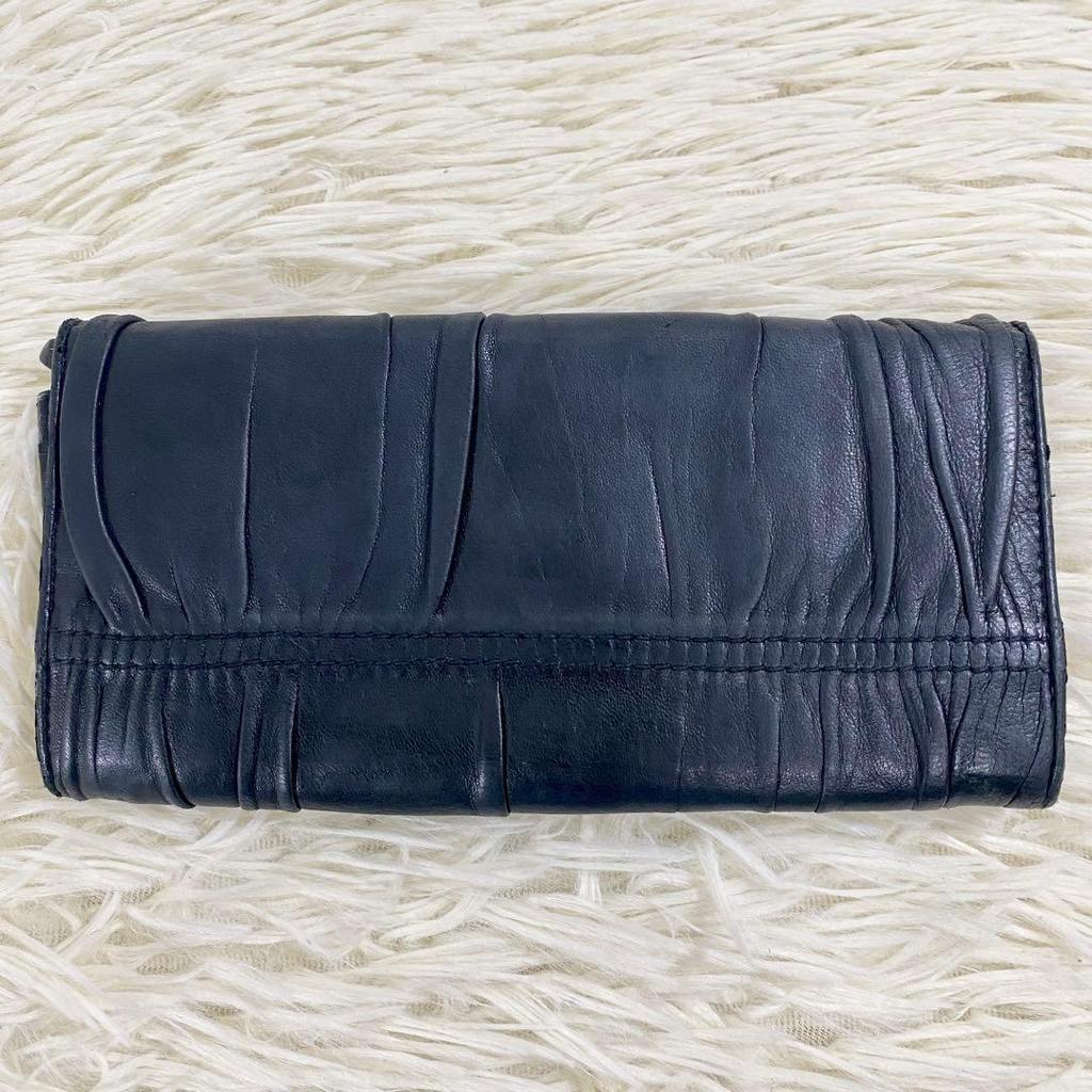 Used Good condition PRADA long wallet, black, nappa leather, logo, gold