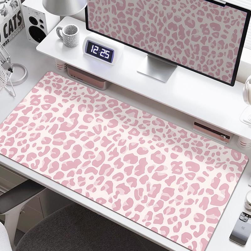 Pink Leopard Print Mouse Pad HD Printing Large Seaming Waterproof Mouse Pad Antislip Gaming Mouse Pad