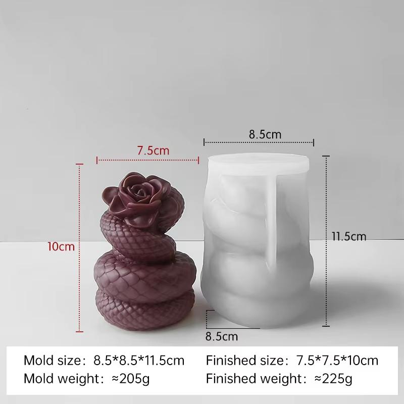 DIY Relief Snake Pillar Candle Mold Halloween Creative Aroma Candle Plaster Silicone Mould Handmade Candle Making Supplies