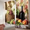 2Pcs Farmhouse Kitchen Curtains Vintage Grapes Fruits Oil Painting Rustic Flower Wine Art Printed Retro Country Living Room