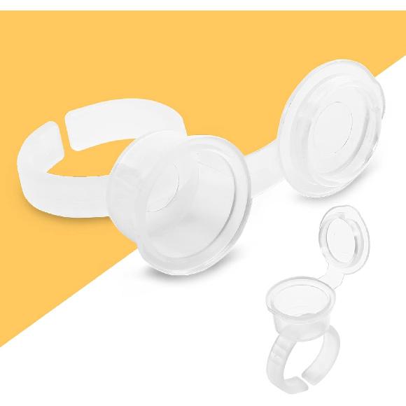 100 Pieces Ink Ring Eyelash Extend Pigment Ink Holder Container Cup with Lid Kit