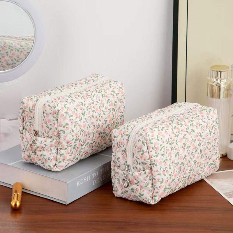 2/1pcs Cosmetic Bag Women Floral Makeup Case Organizer Flower Printed Cosmetic Pouch Travel Toiletry Bag Beauty Case Organizer