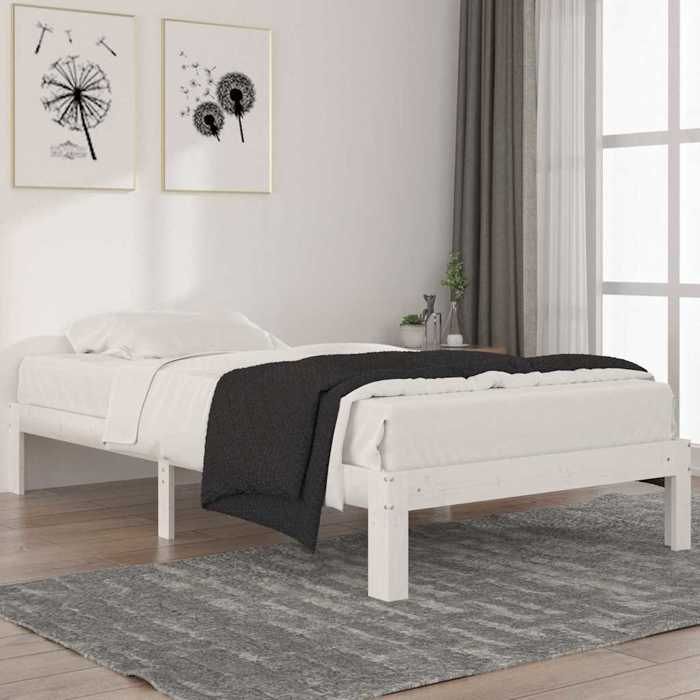 Maison Exclusive - Cadre de lit sans matelas blanc bois de pin massif 100x200 cm