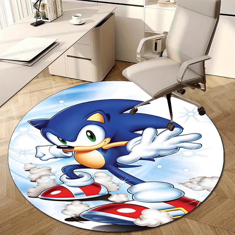 1pc Sonic1 Design Printed Area Round Carpet for Bedroom Living Room Home Decor Rugs Mat Non Slip Mat Rug for Bedside