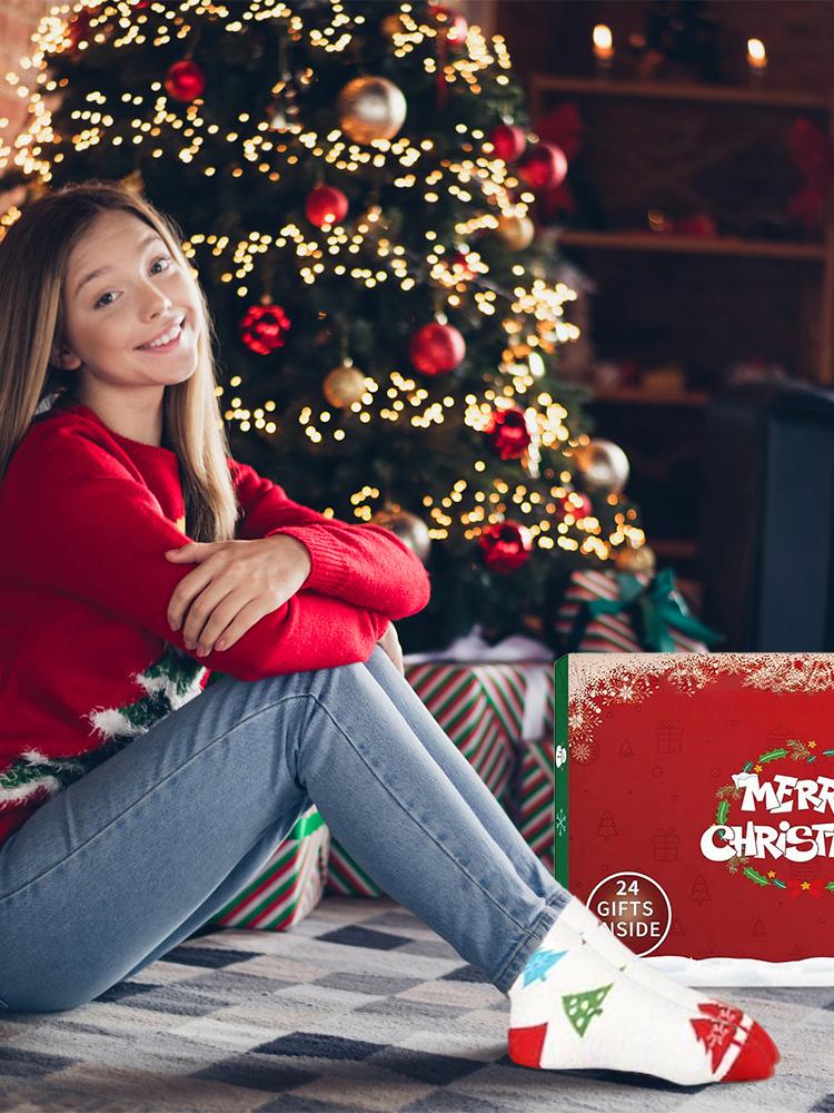 Christmas Calendar Countdown 24 Days Of Comfortable Socks Countdown Calendar For Teens Holiday Supplies For Men Women Youth