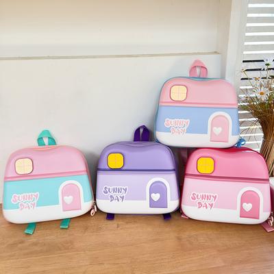 Kindergarten Cartoon Double-shoulder Eggshell Small House Schoolbag, Ultra-light Shoulder Protection Bag for Large, Medium and Small Classes Children