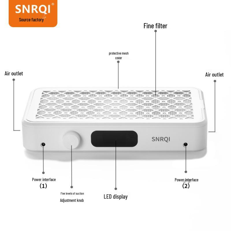 SNRQI Dual-Turbo Brushless Nail Dust Collector with High Suction and Large Area Coverage