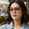 Bohemian Trendy Aviator Sunglasses for Women Men Hexagonal Square Thick Frame Double Bridge Sun Glasses UV400 Artistic Shades