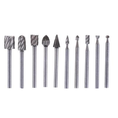 10Pcs 1/8 Inch Shank Milling Rotary File Burrs Bit Set Wood Carving Rasps