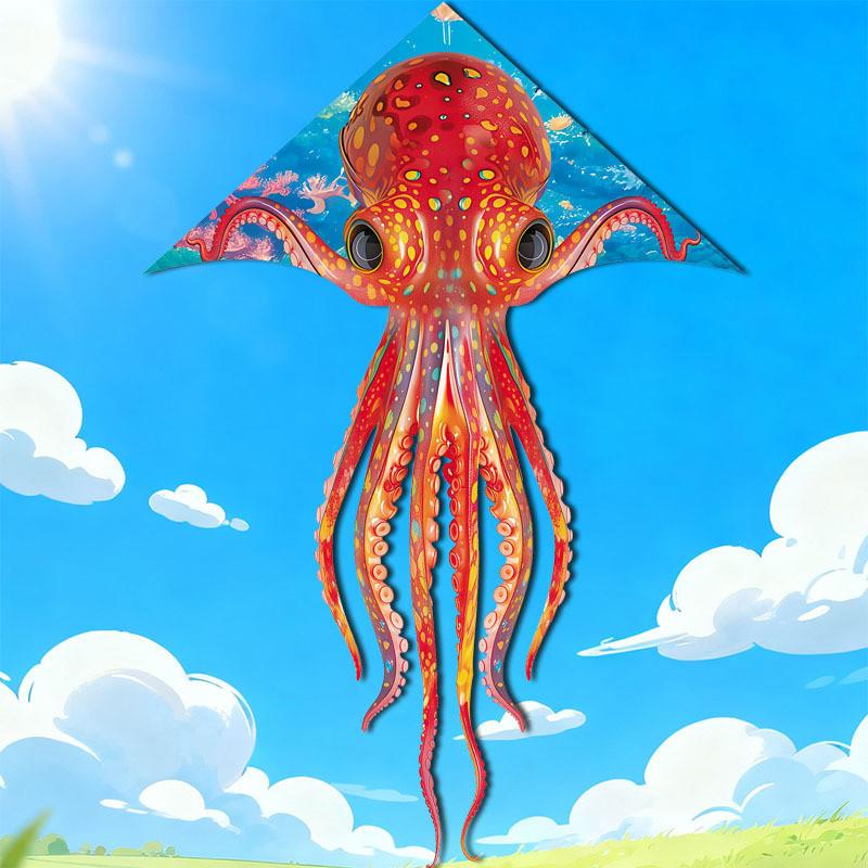 Octopus Kite With Polyester Fabric And Glass Fiber Frame For Childrens Outdoor Play