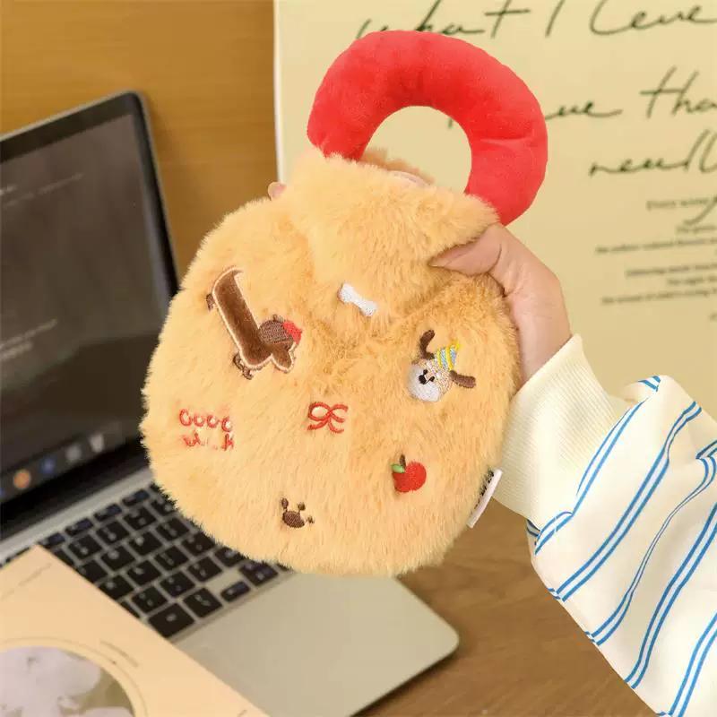 Winter Cute Plush Water-Filled Hot Water Bottle for Girls, Cartoon Small Portable Hand Warmer with Removable and Washable Water Bag