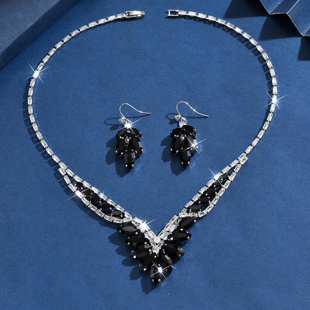 Women Party Wedding Dress Necklace Earrings Two-piece Jewelry Accessories
