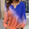 2025 Spring/Autumn European & American Women's Digital Print V-neck Fashion T-shirt