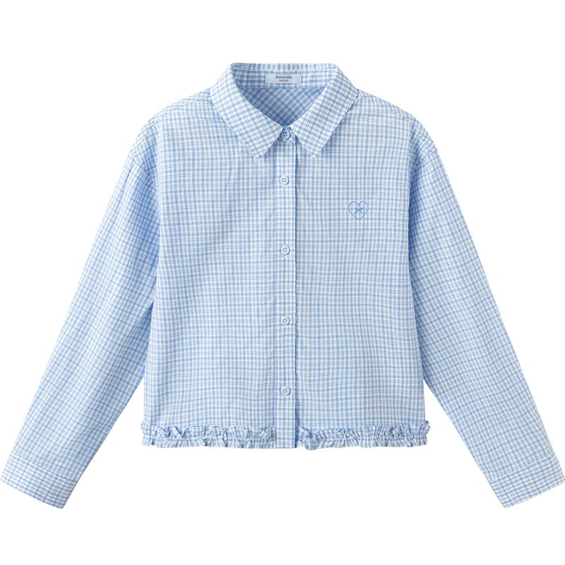 Balabala Girls' Plaid Long-Sleeve Shirt
