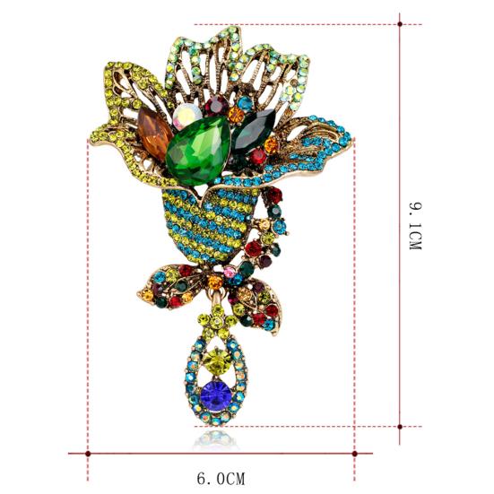 Fashion Multicolor Rhinestone Flower Brooch Pin Lady Dress Scarf Bag Accessory
