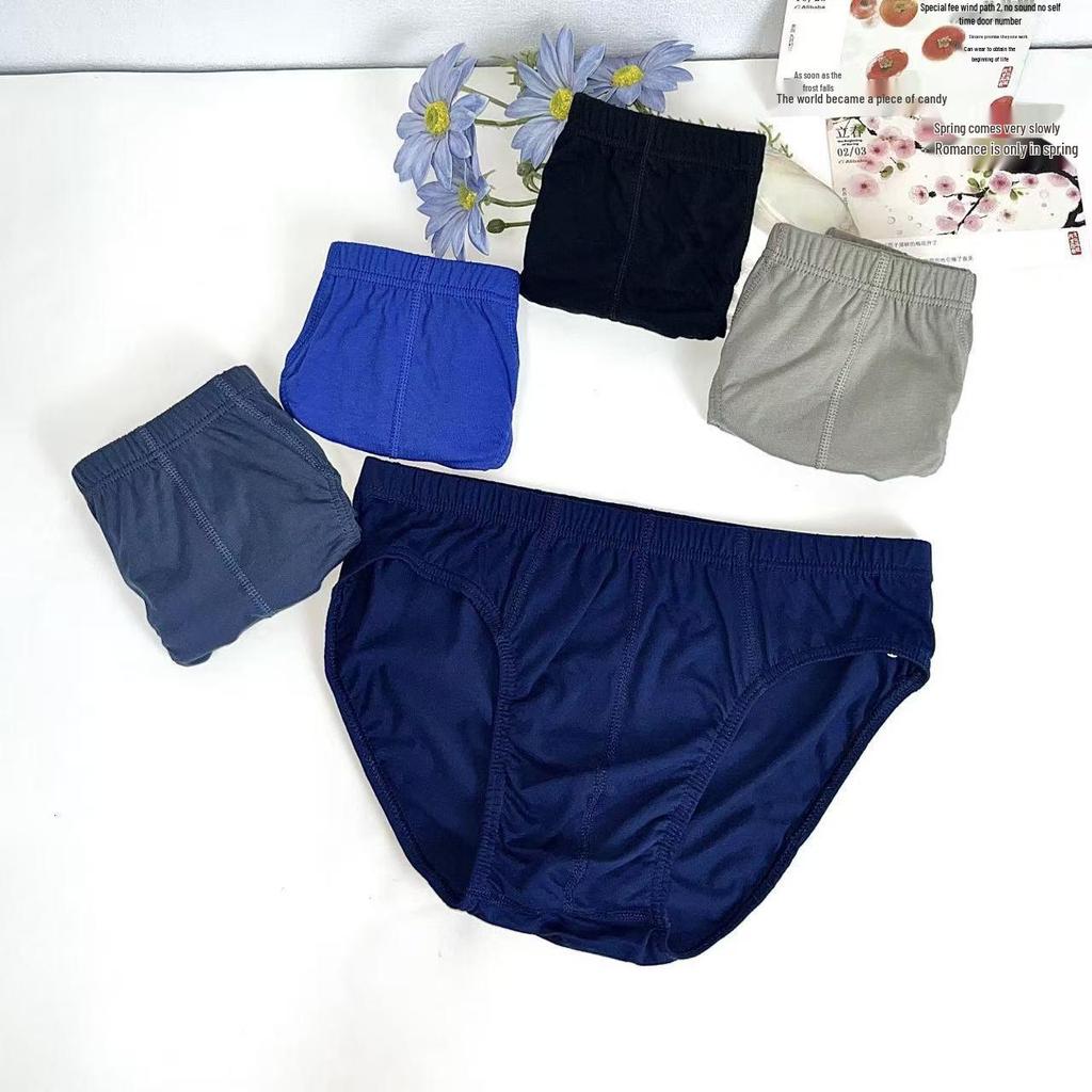 Men's Blue Classic Mid-Waist Cotton Briefs - Loose, Comfortable, and Breathable