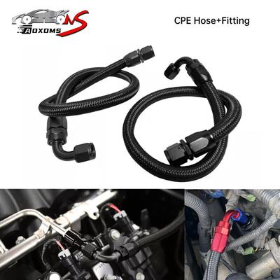 Black Nylon Braided Fuel Hose Oil Fuel Gas Line W/ CPE Fitting AN4-AN6-AN8-AN10