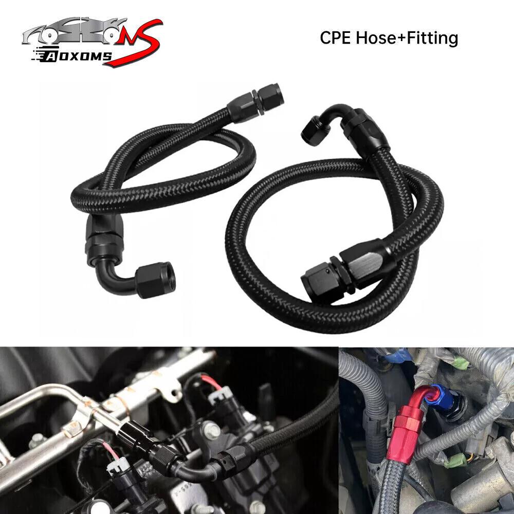 Black Nylon Braided Fuel Hose Oil Fuel Gas Line W/ CPE Fitting AN4-AN6-AN8-AN10