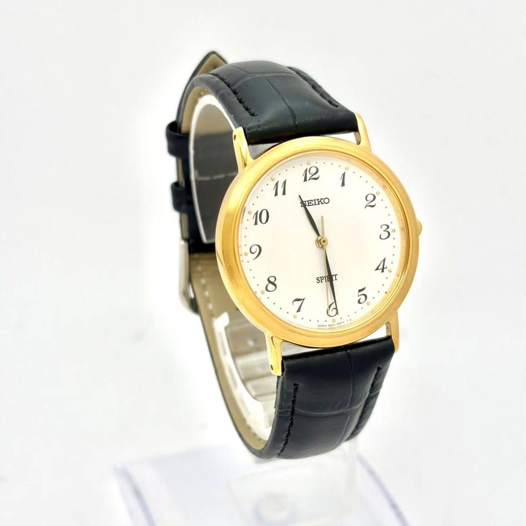 SEIKO Spirit Watch Gold 621017 New Strap [New Battery] Men's 5E21-6C00