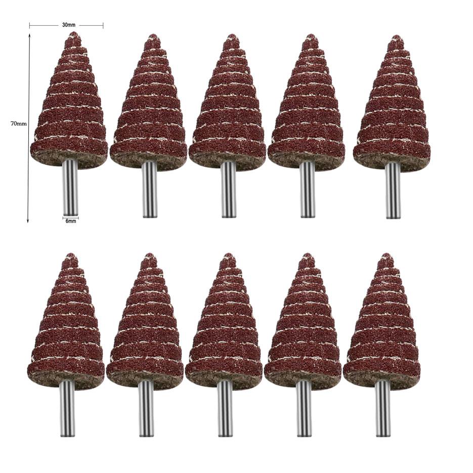10 STÜCK 6MM Schaft Konisch Kegel Schleifkopf Schleifpapier Lamellenscheiben Polieren 15/20/25/30mm Für Pneumatische Elektrische Schleifmaschine
