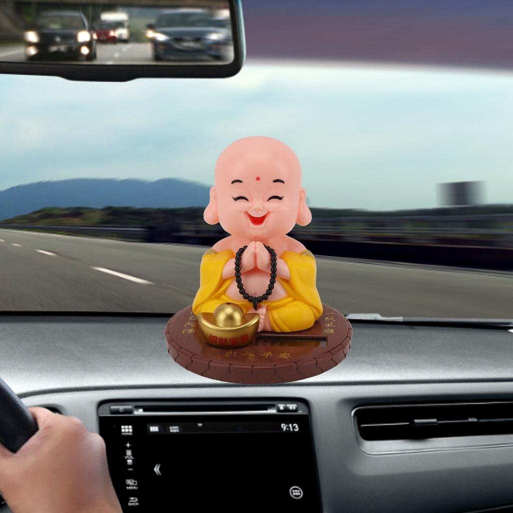 Small Monk Ornament Solar Powered Nodding Head Little Monk Figurine for   Table   Car Dashboards Homes Restaurants Hotels Cafes
