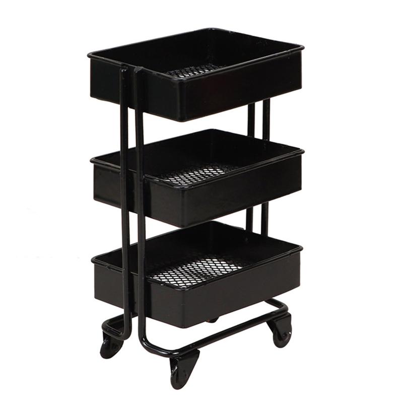 

Mini for Doll House Model Toy Kitchen Decoration Iron 3 Tier Trolley Storage Rack DIY for Doll House Kitchen Furniture f чёрный